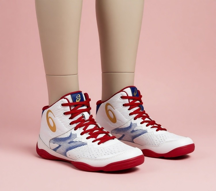 Soulier de lutte asics russe haute qualité white red