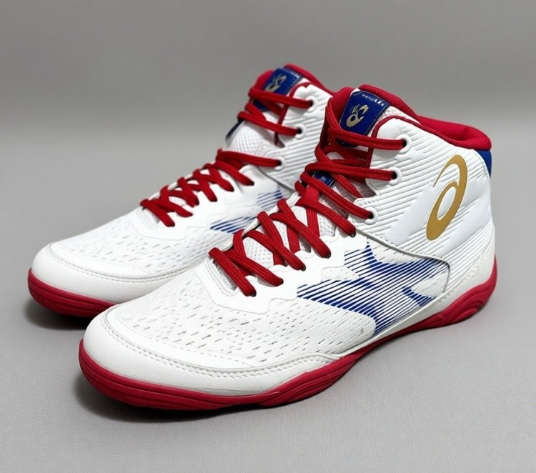 Soulier de lutte asics russe haute qualité white red